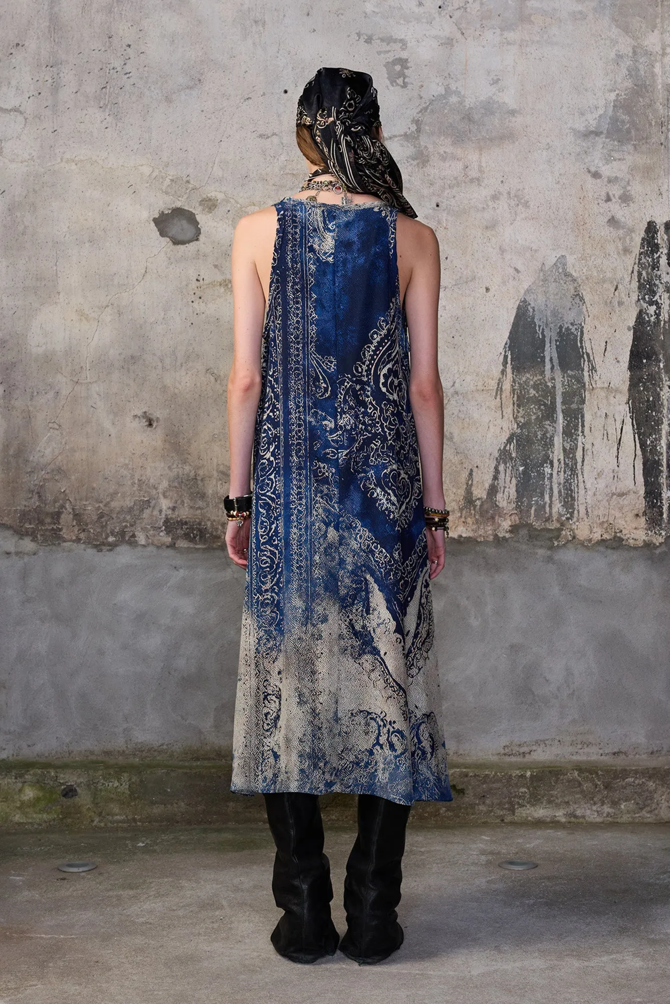 TANK DRESS - BLUE DISTRESSED MEDALLION sold by R13 product image thumbnail 4