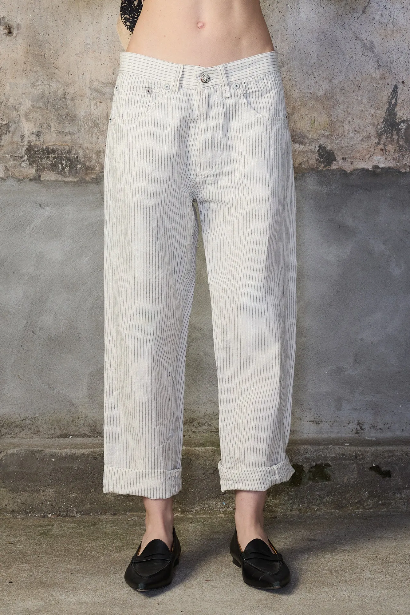 X-BOYFRIEND 5-POCKET PANT - WHITE AND BLACK STRIPE sold by R13 product image thumbnail 2