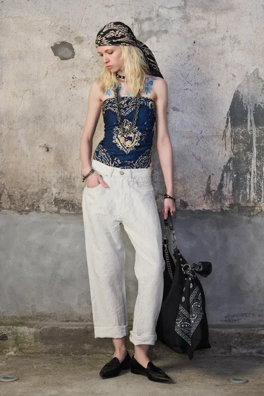 X-BOYFRIEND 5-POCKET PANT - WHITE AND BLACK STRIPE made by R13