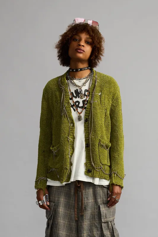 BOY CARDIGAN - LIGHT GREEN made by R13