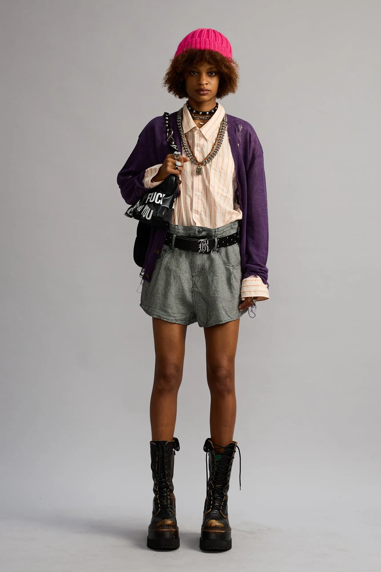 BOYFRIEND CARDIGAN - PURPLE sold by R13 product image thumbnail 2