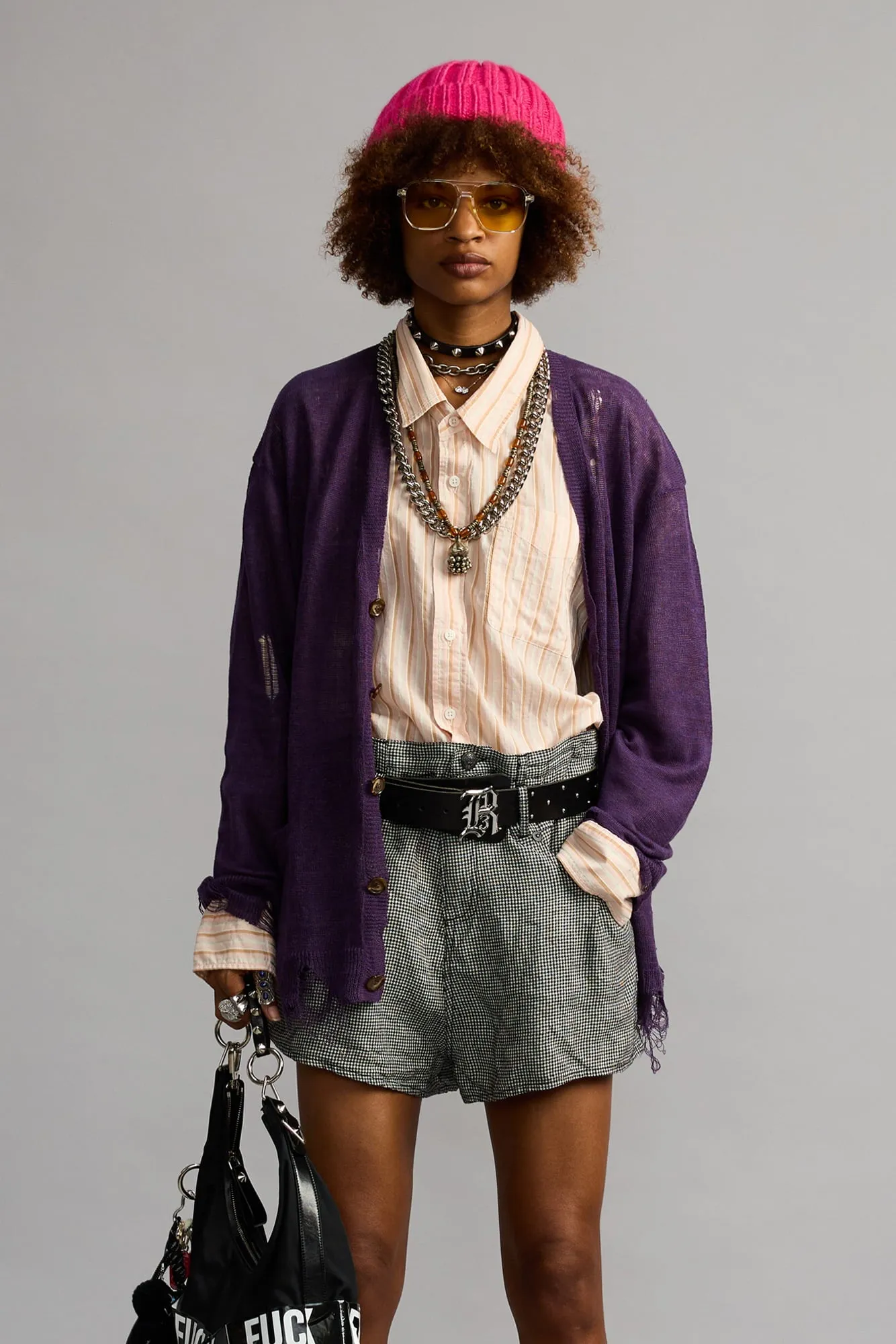 BOYFRIEND CARDIGAN - PURPLE sold by R13