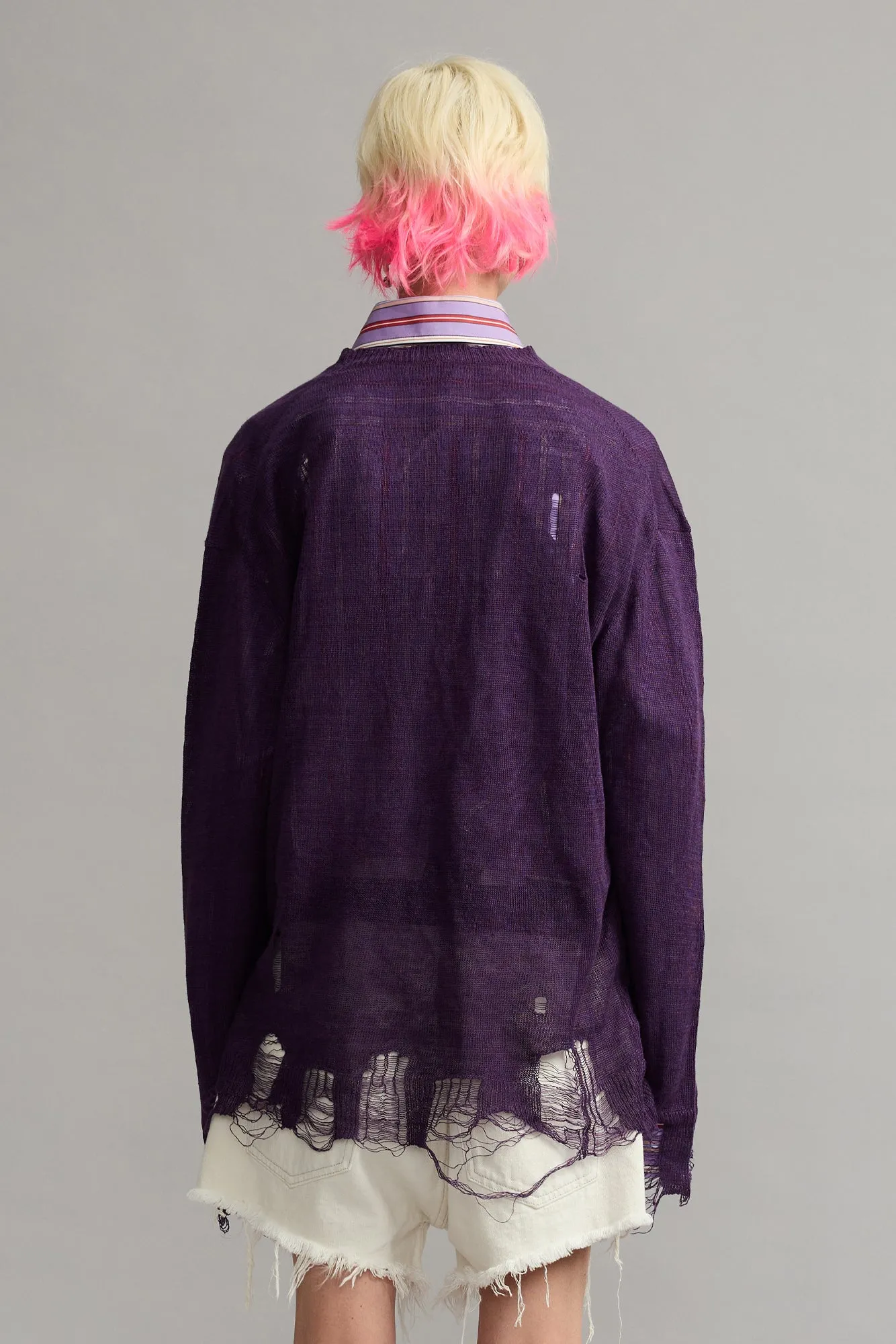 BOYFRIEND CARDIGAN - PURPLE sold by R13 product image thumbnail 4