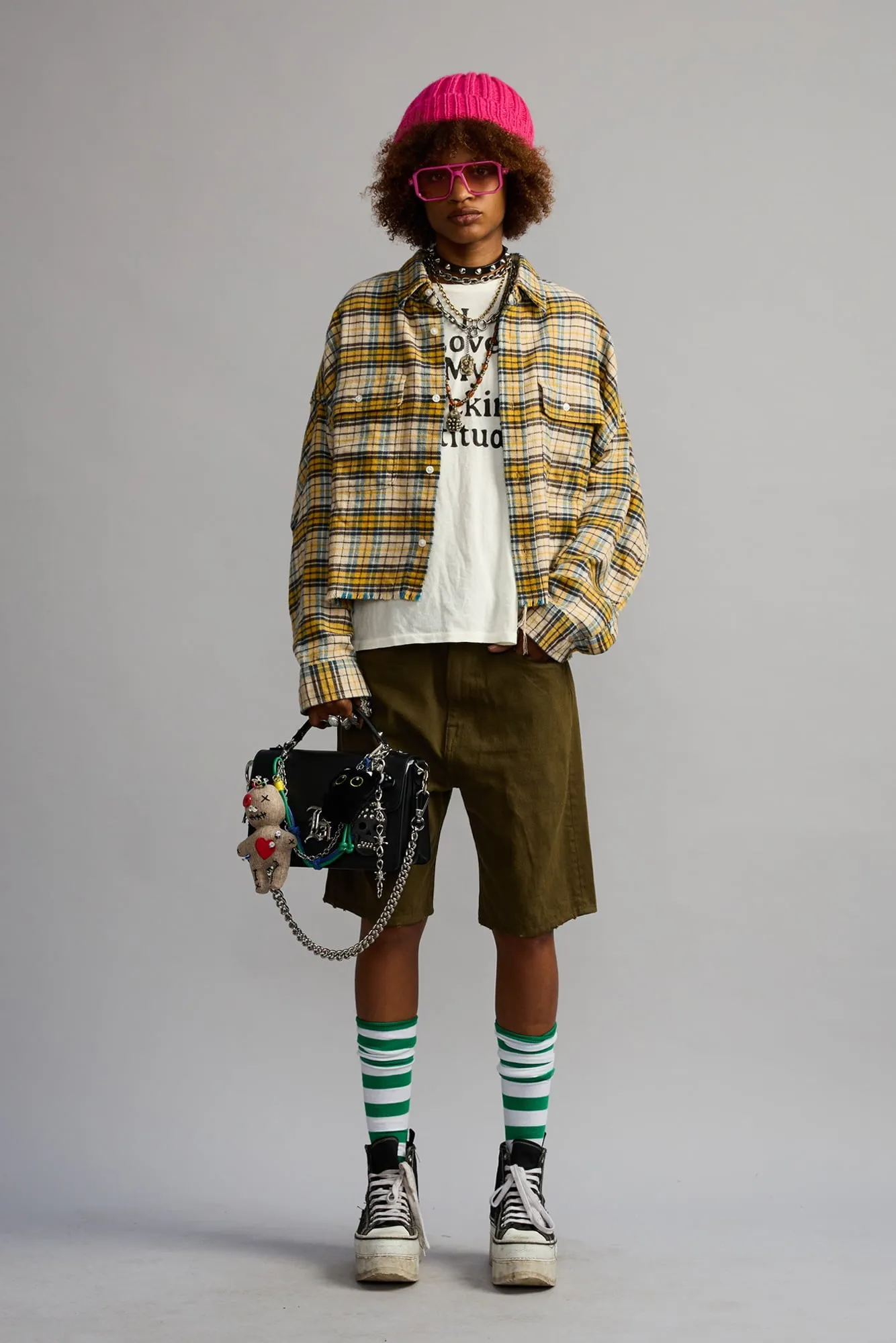 CROPPED WORK SHIRT - YELLOW AND BLUE PLAID sold by R13 product image thumbnail 2