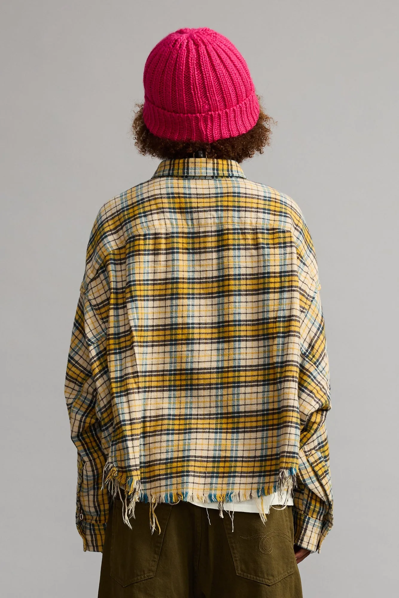 CROPPED WORK SHIRT - YELLOW AND BLUE PLAID sold by R13 product image thumbnail 5