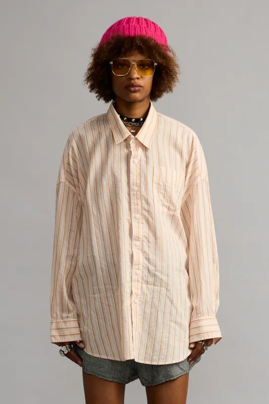 DROP NECK SHIRT - LIGHT PINK STRIPE made by R13