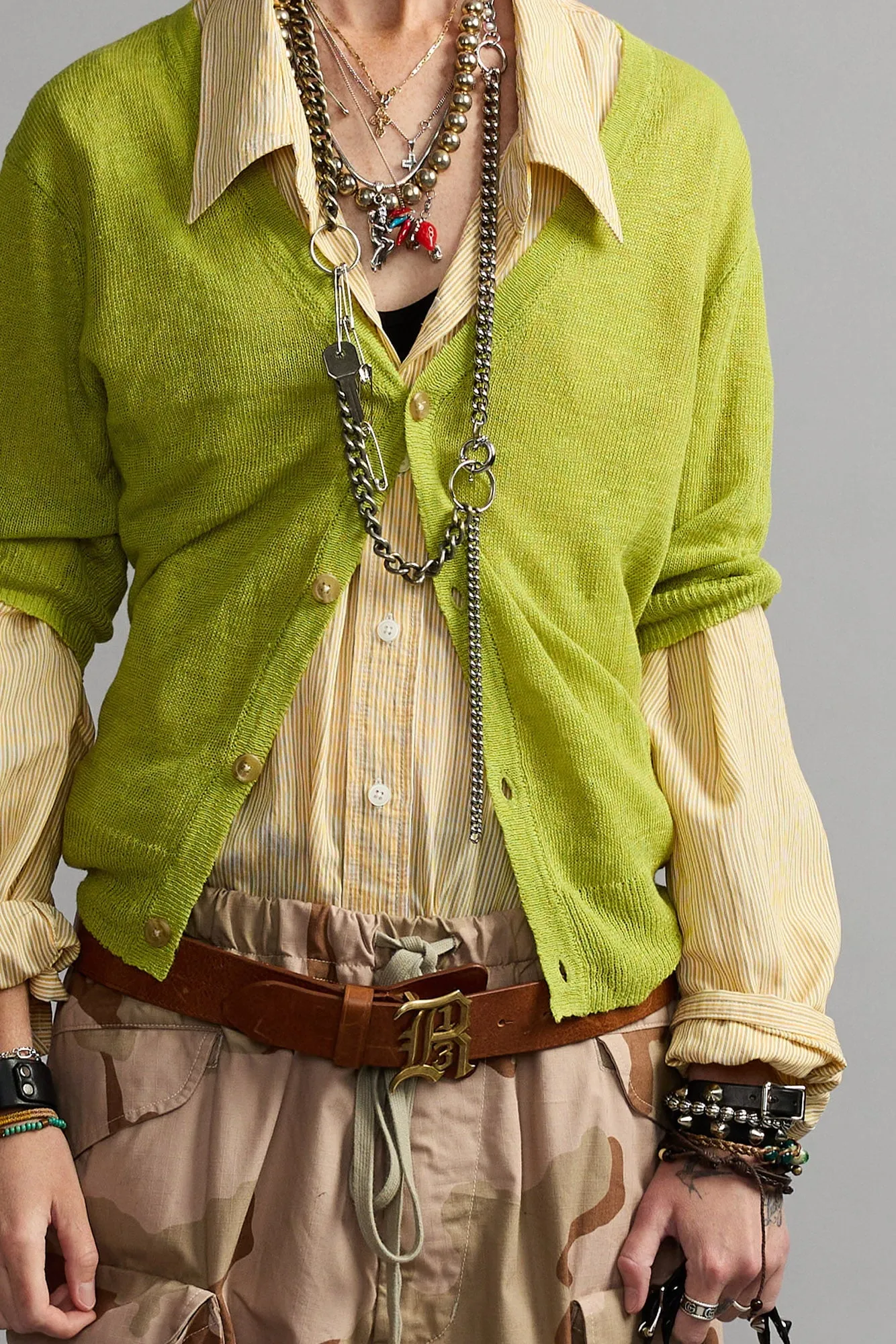 DROP NECK SHIRT - ORANGE STRIPE sold by R13 product image thumbnail 3