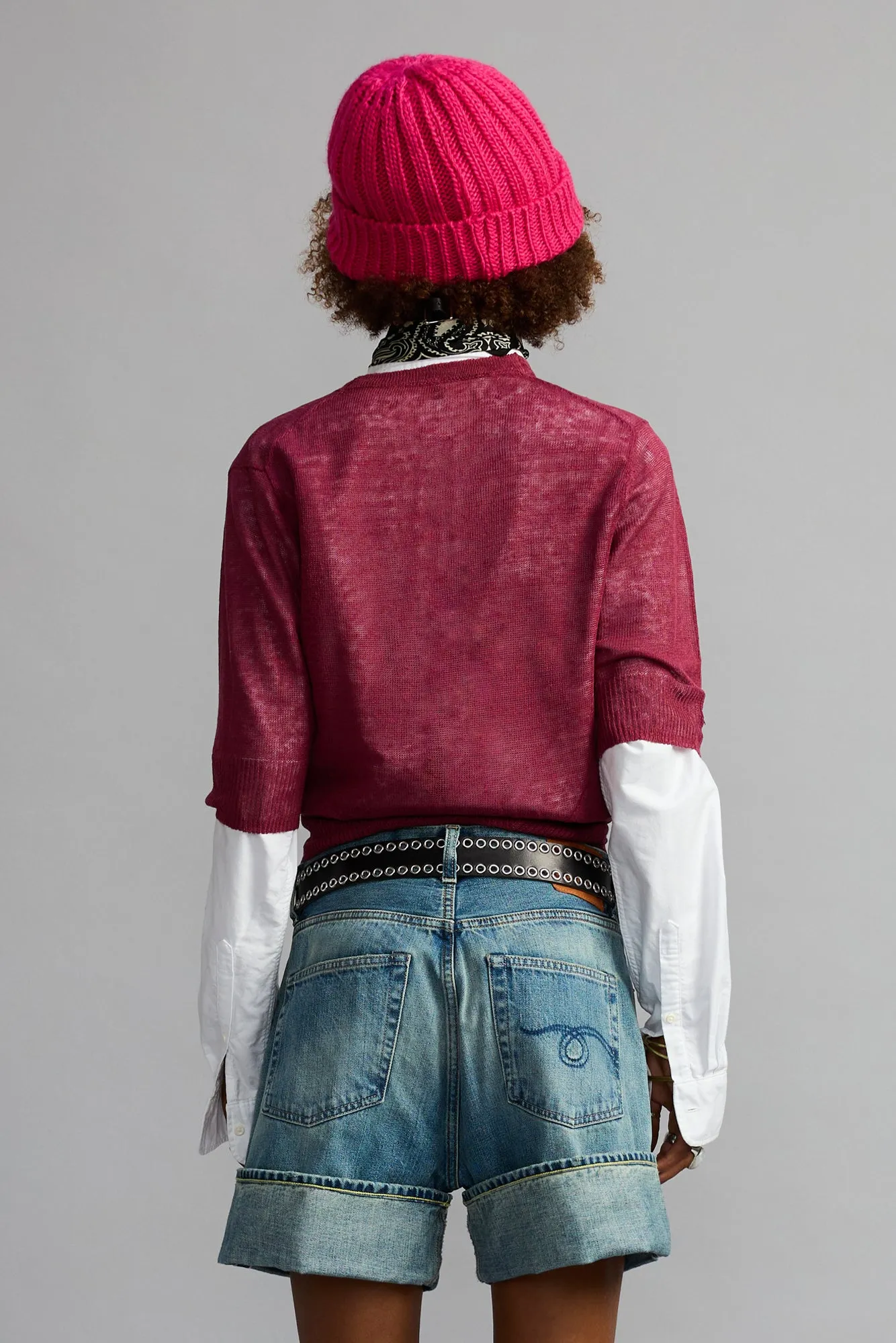 Elbow Sleeve Split Hem Cardigan - Plum Pink sold by R13 product image thumbnail 4