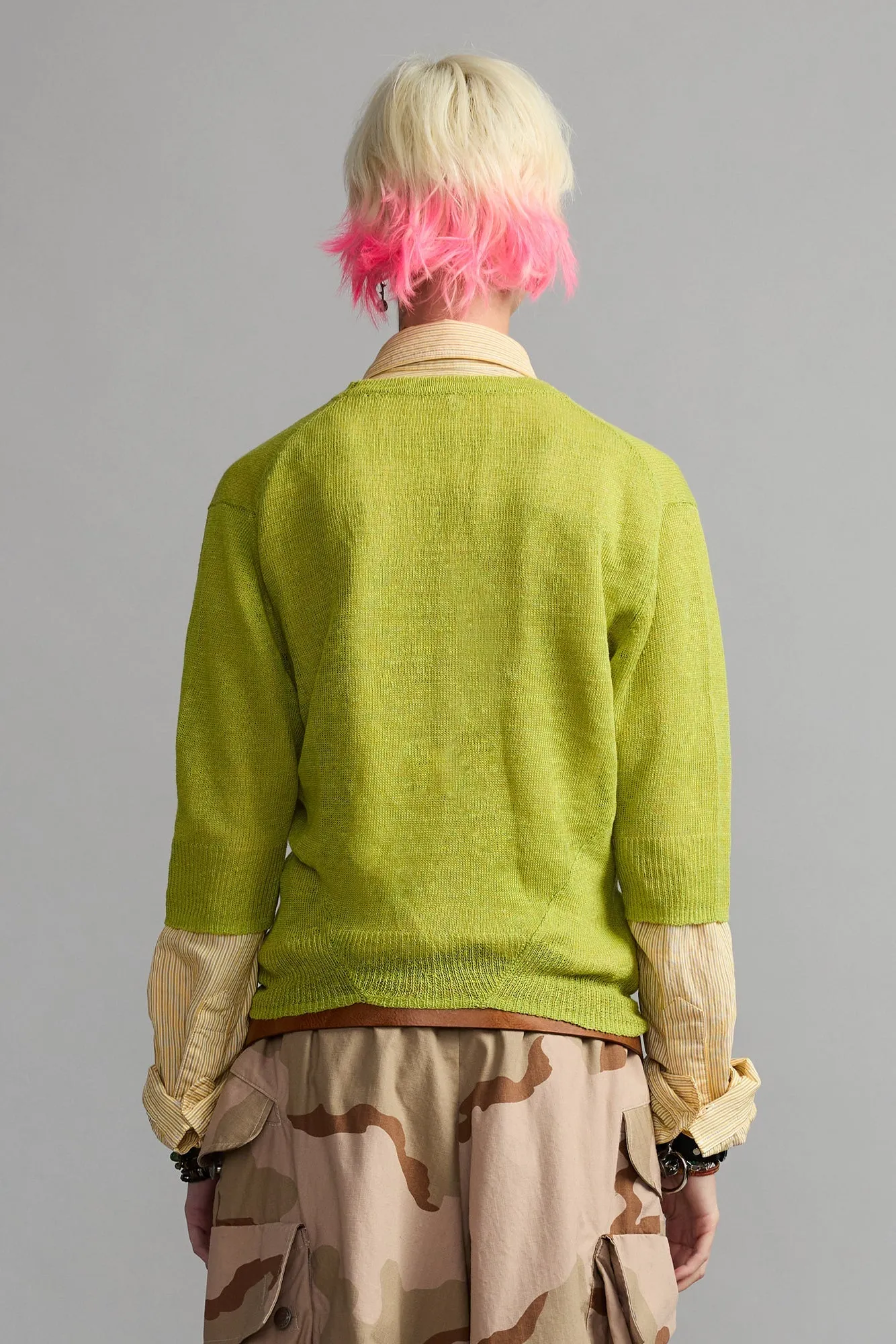 Elbow Sleeve Split Hem Cardigan - Light Green sold by R13 product image thumbnail 4