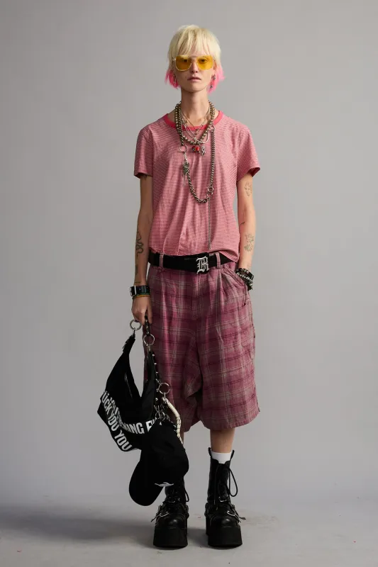 JESSE CARPENTER SHORT - MUTED PINK PLAID made by R13