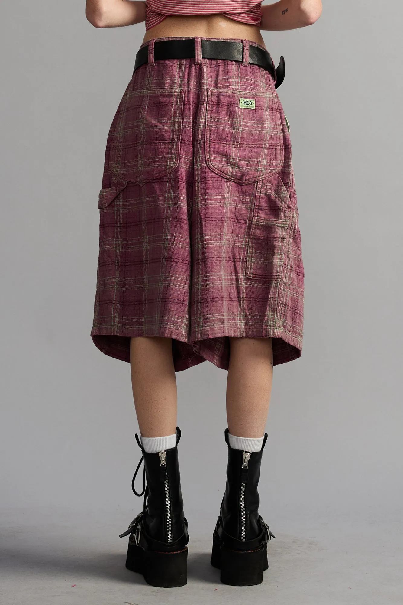 JESSE CARPENTER SHORT - MUTED PINK PLAID sold by R13 product image thumbnail 4