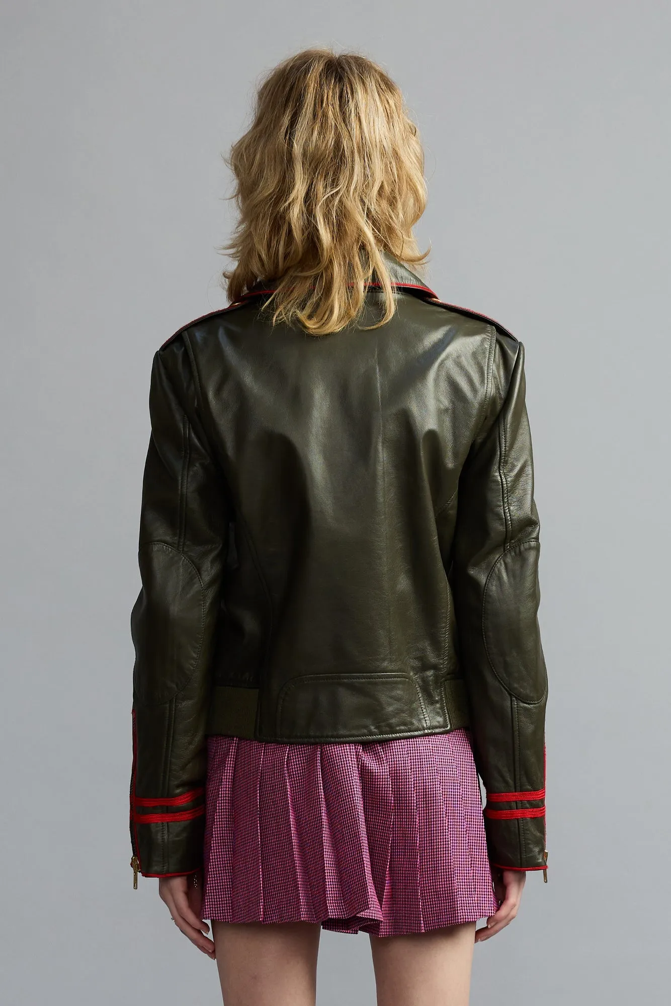 LEATHER SHRUNKEN PEACOAT - GREEN OLIVE sold by R13 product image thumbnail 5