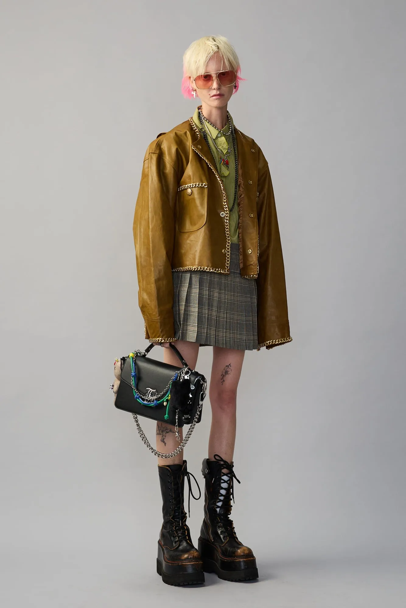 Mini Kilt Skirt - Small Khaki Plaid sold by R13