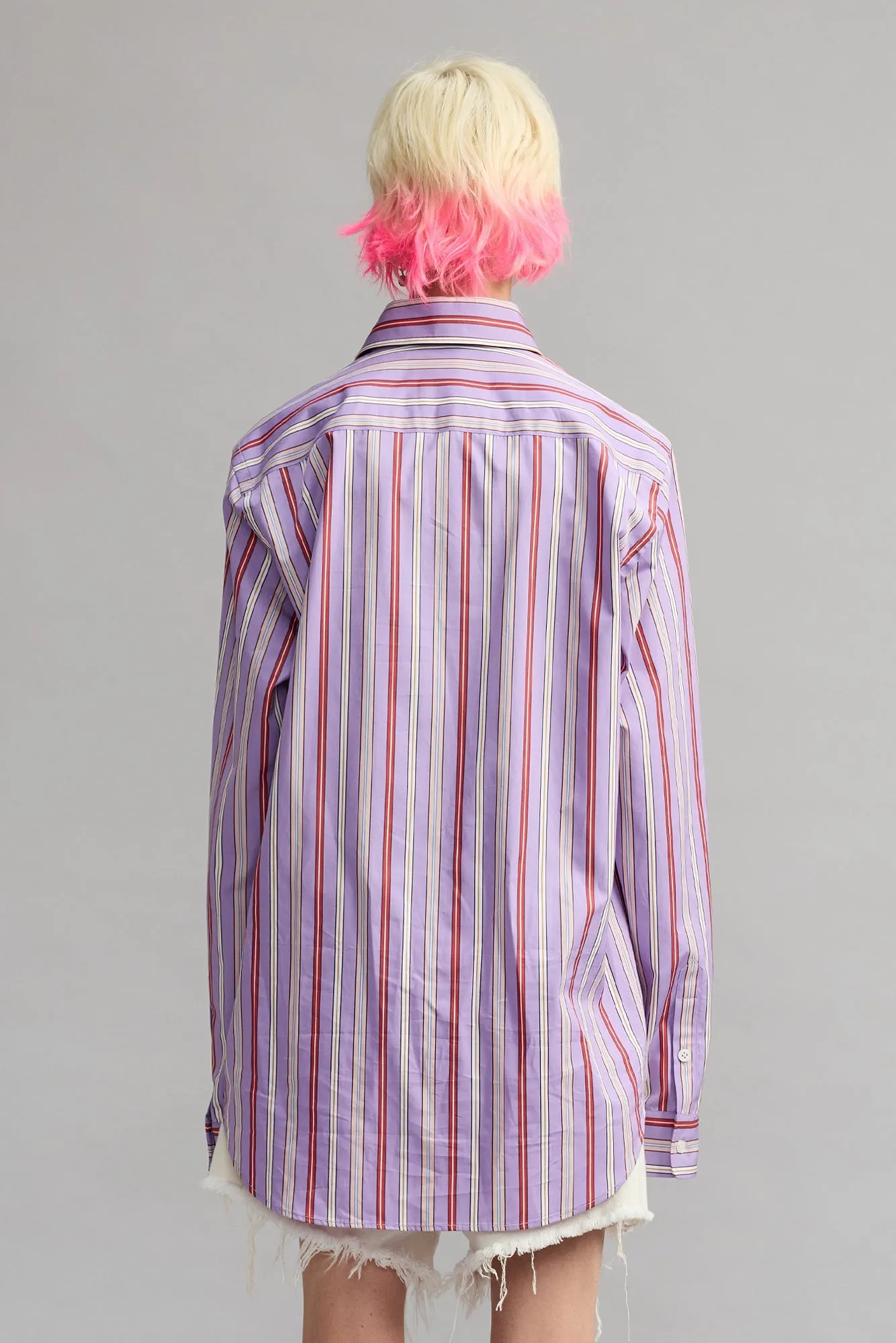 Relaxed Shirt With Oversized Collar - Purple Funky Stripe Multi sold by R13 product image thumbnail 3
