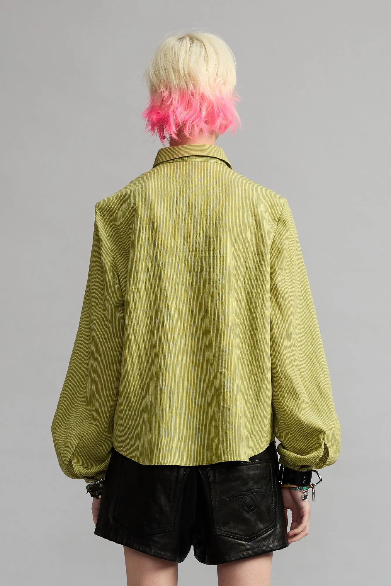 Ruffle Blouse - Green Stripe sold by R13 product image thumbnail 4
