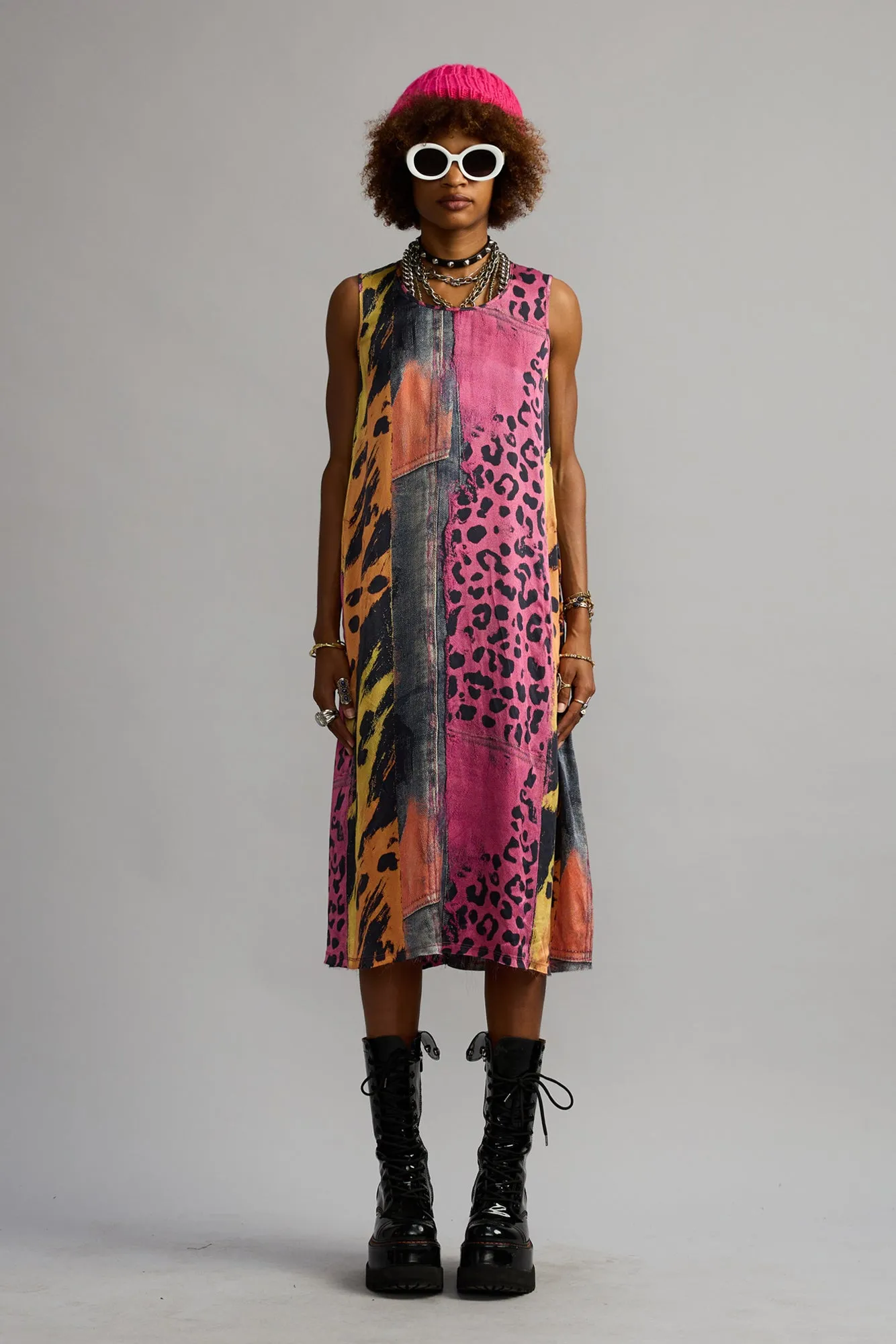 SLEEVELESS MIDI - PINK AND ORANGE MULTICOLOR sold by R13 product image thumbnail 3