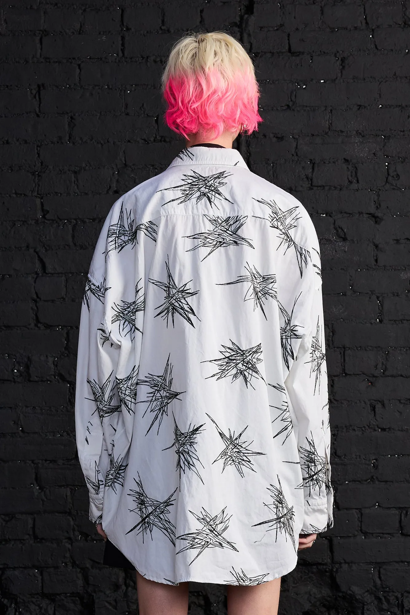 Drop Neck Shirt - White With Black Embroidery sold by R13 product image thumbnail 5