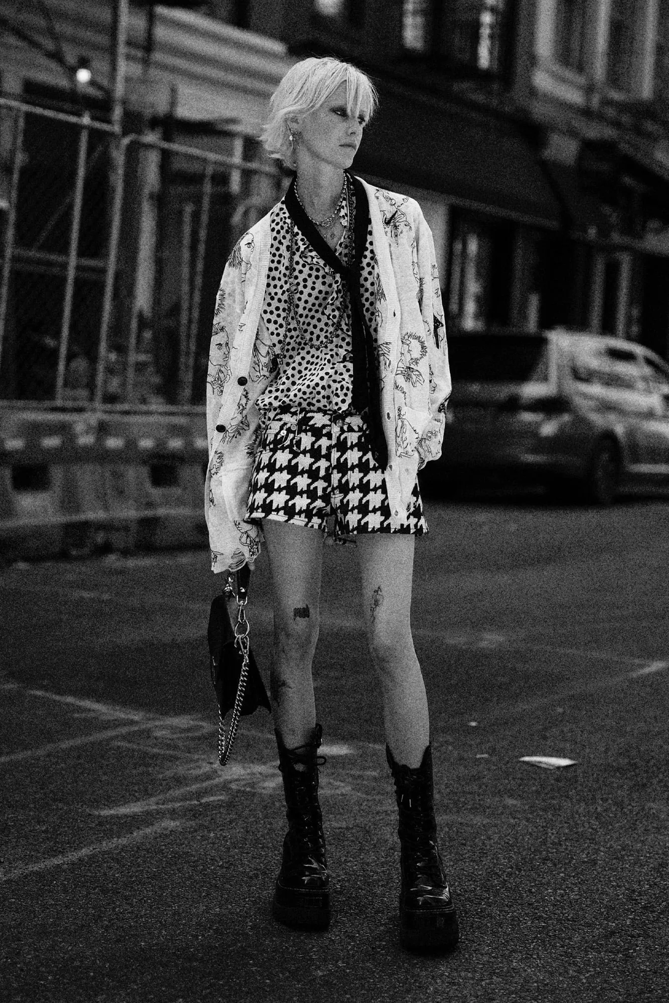 Effie Short - Black / White Houndstooth sold by R13