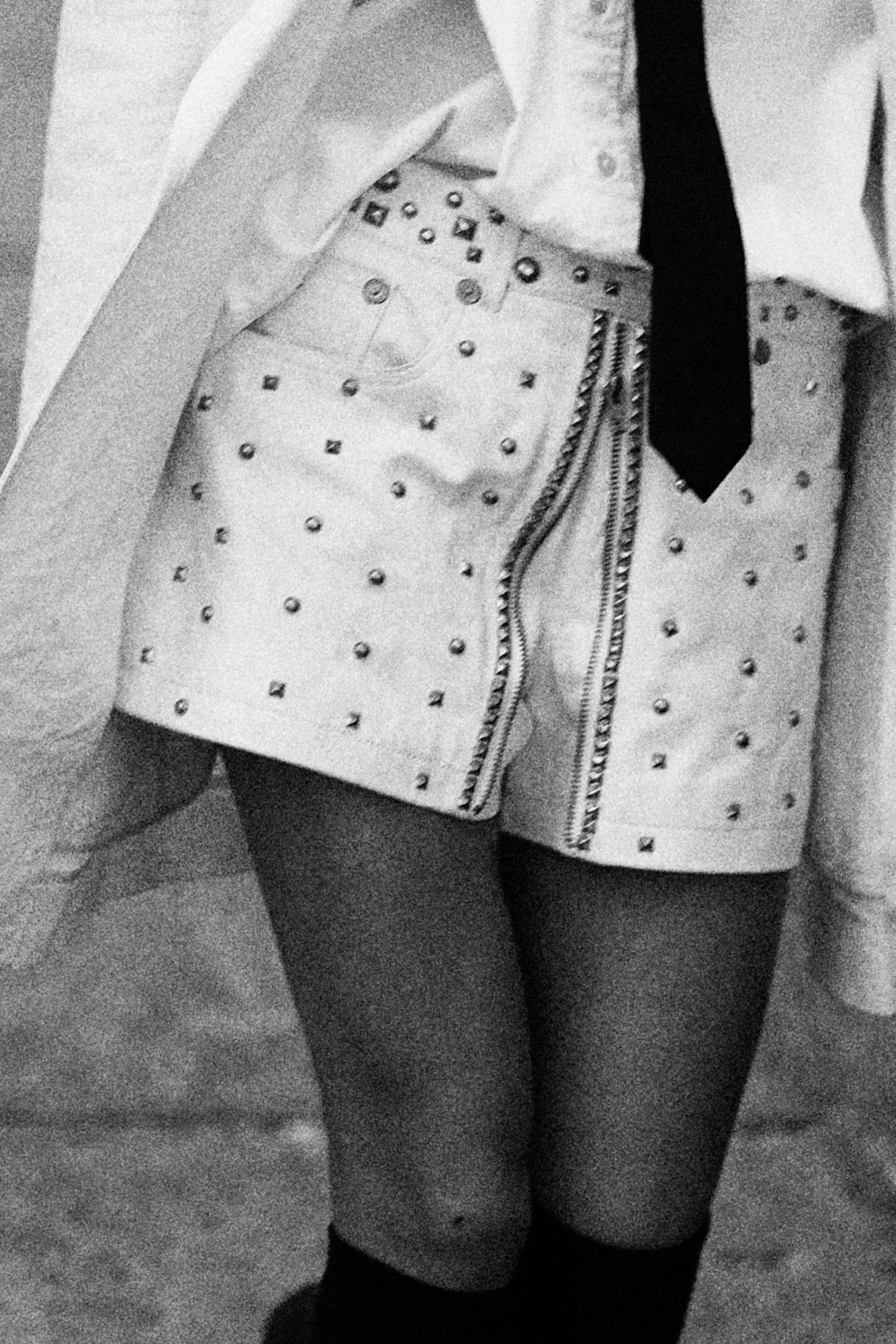 Front Zip Leather Skort With Studs - White Leather sold by R13 product image thumbnail 3