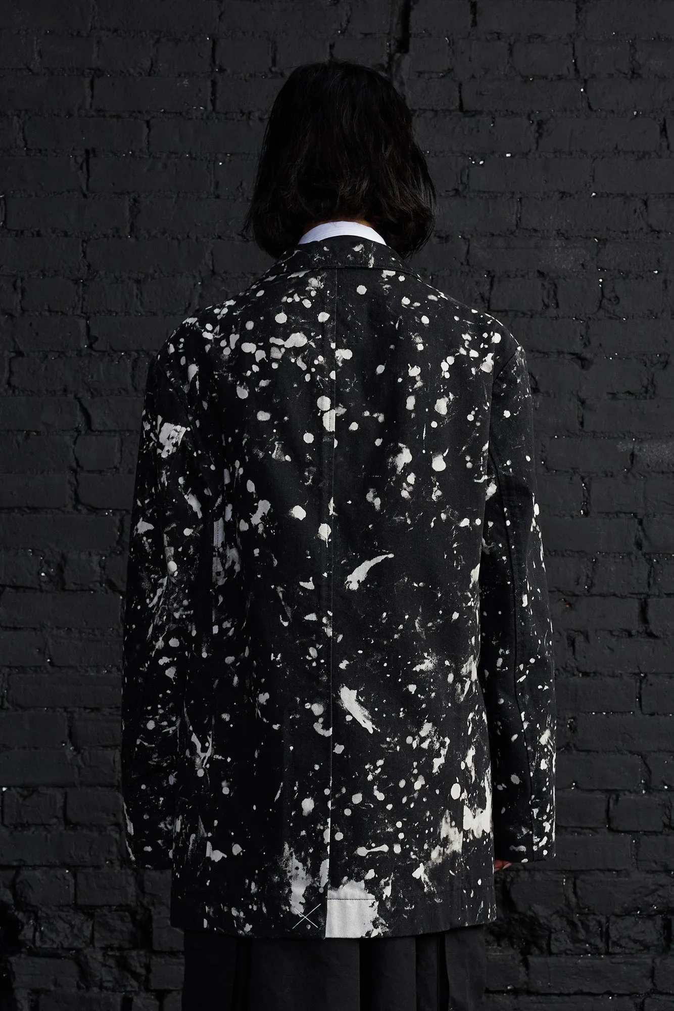 OVERSIZED RAGGED BLAZER - BLACK WITH WHITE SPLATTER sold by R13 product image thumbnail 5