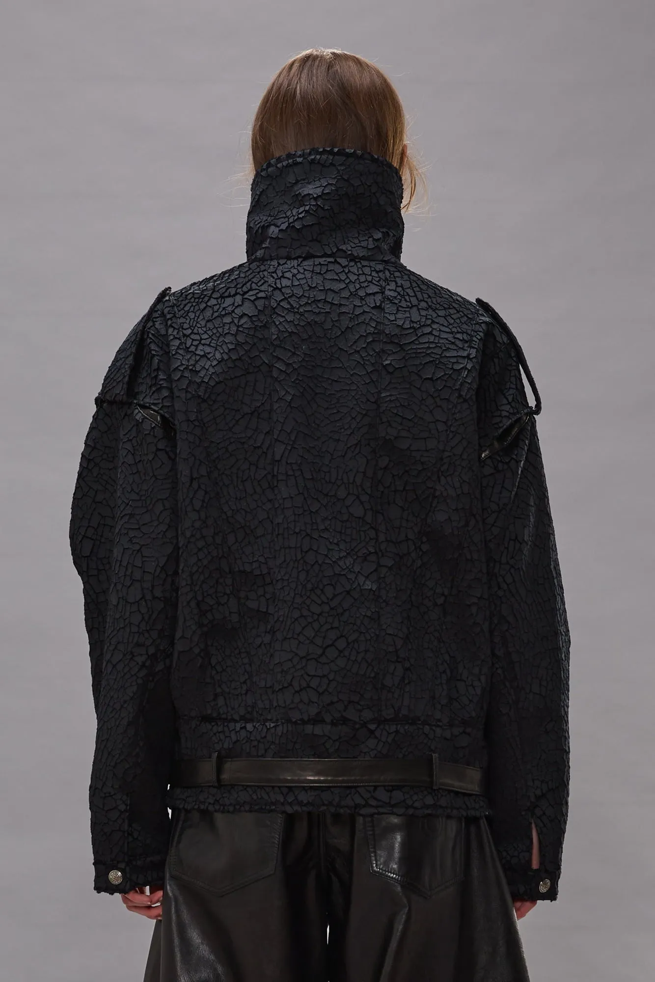 Boyfriend Moto Jacket With Funnel Neck - Black sold by R13 product image thumbnail 3