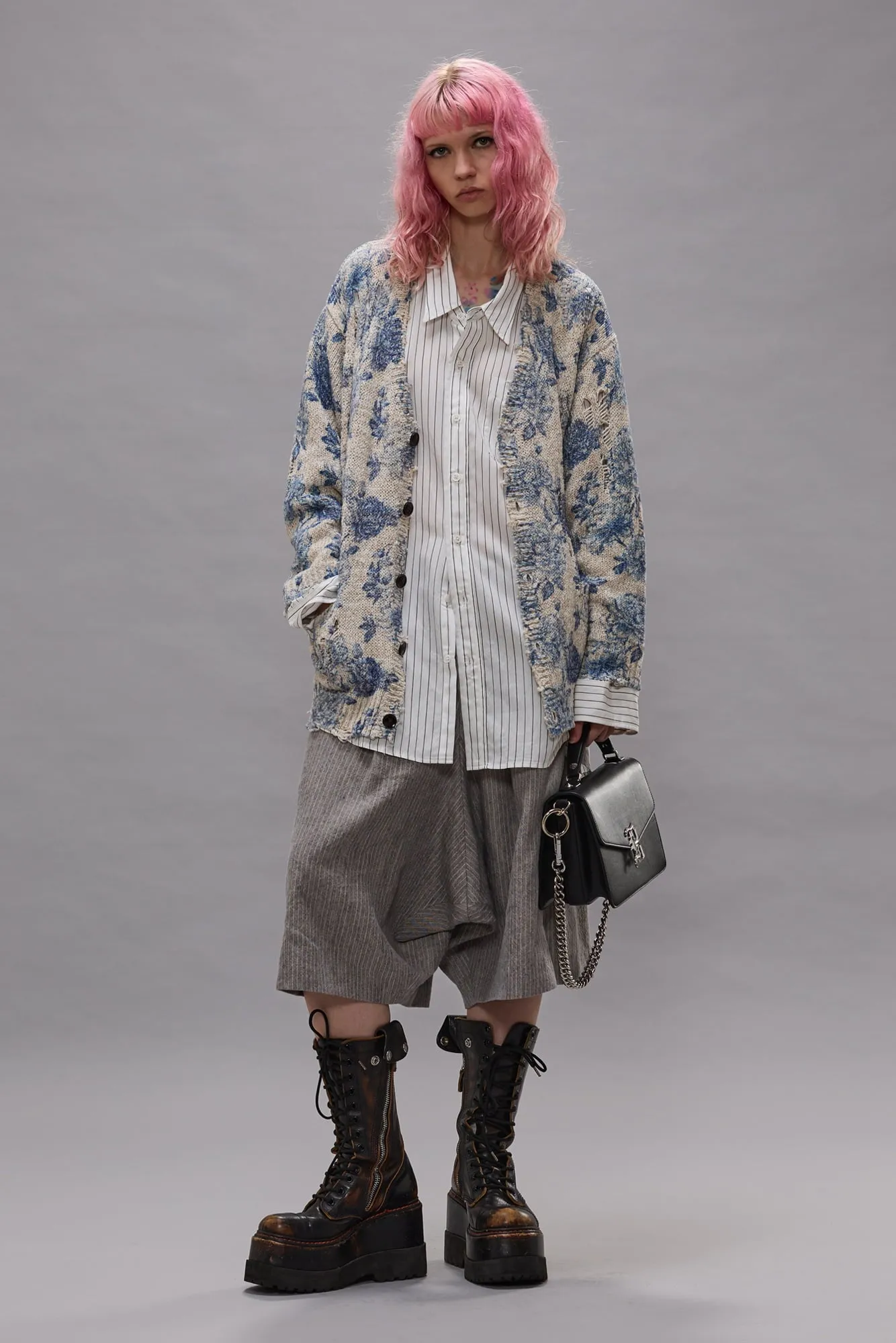 Drop Neck Shirt - White Narrow Brown Stripe sold by R13 product image thumbnail 2