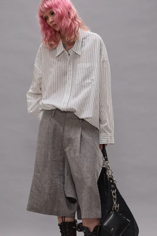 Drop Neck Shirt - White Narrow Brown Stripe made by R13