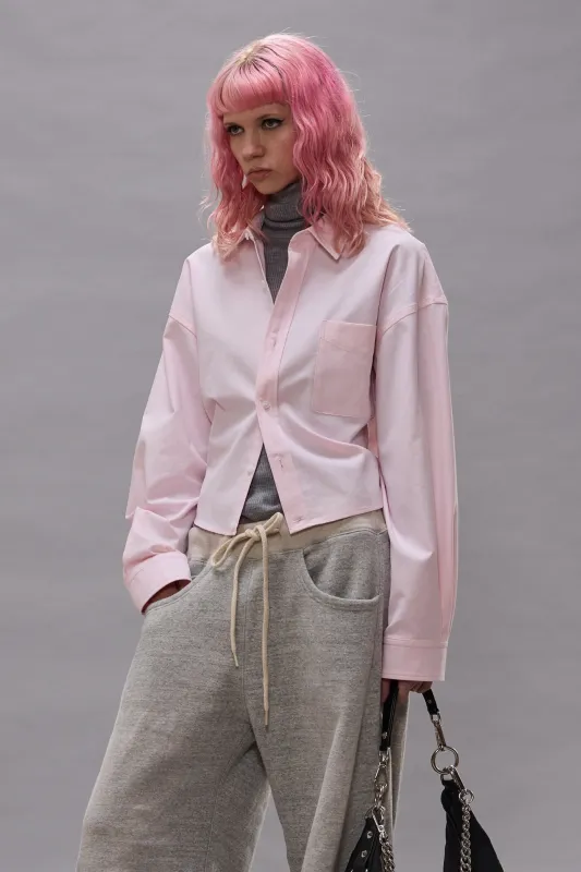 Split Hem Boyfriend Shirt - Light Pink made by R13