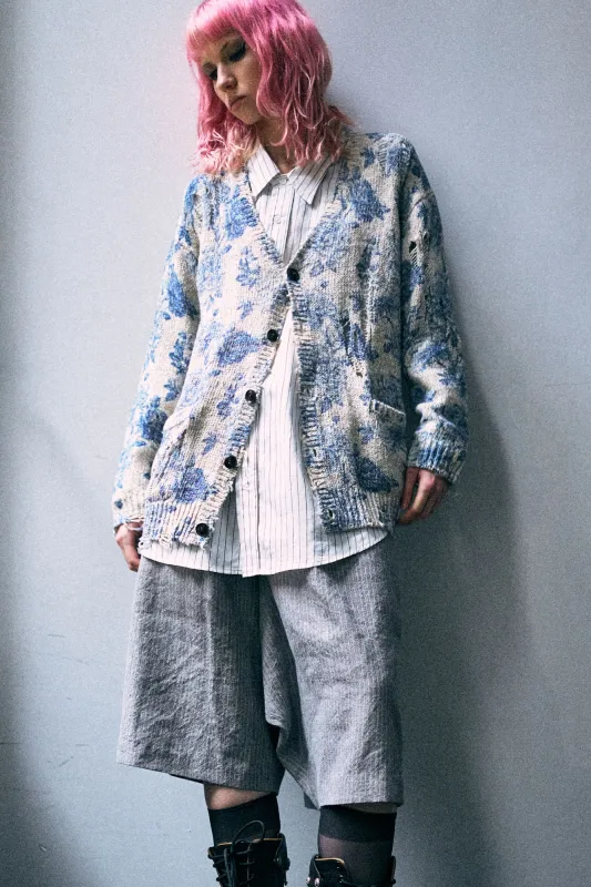 Printed Boyfriend Cardigan - Blue Floral made by R13
