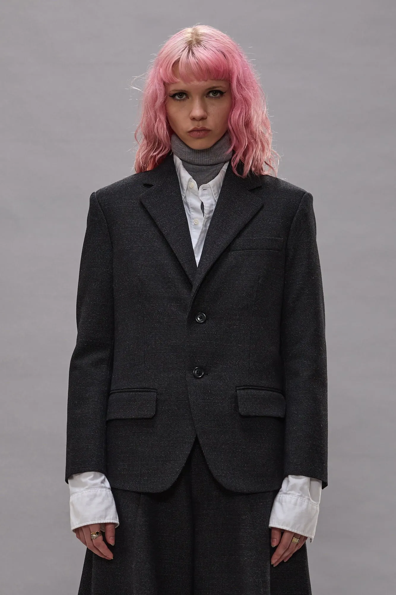 Boyfriend Notch Lapel Blazer - Charcoal Grey sold by R13 product image thumbnail 4