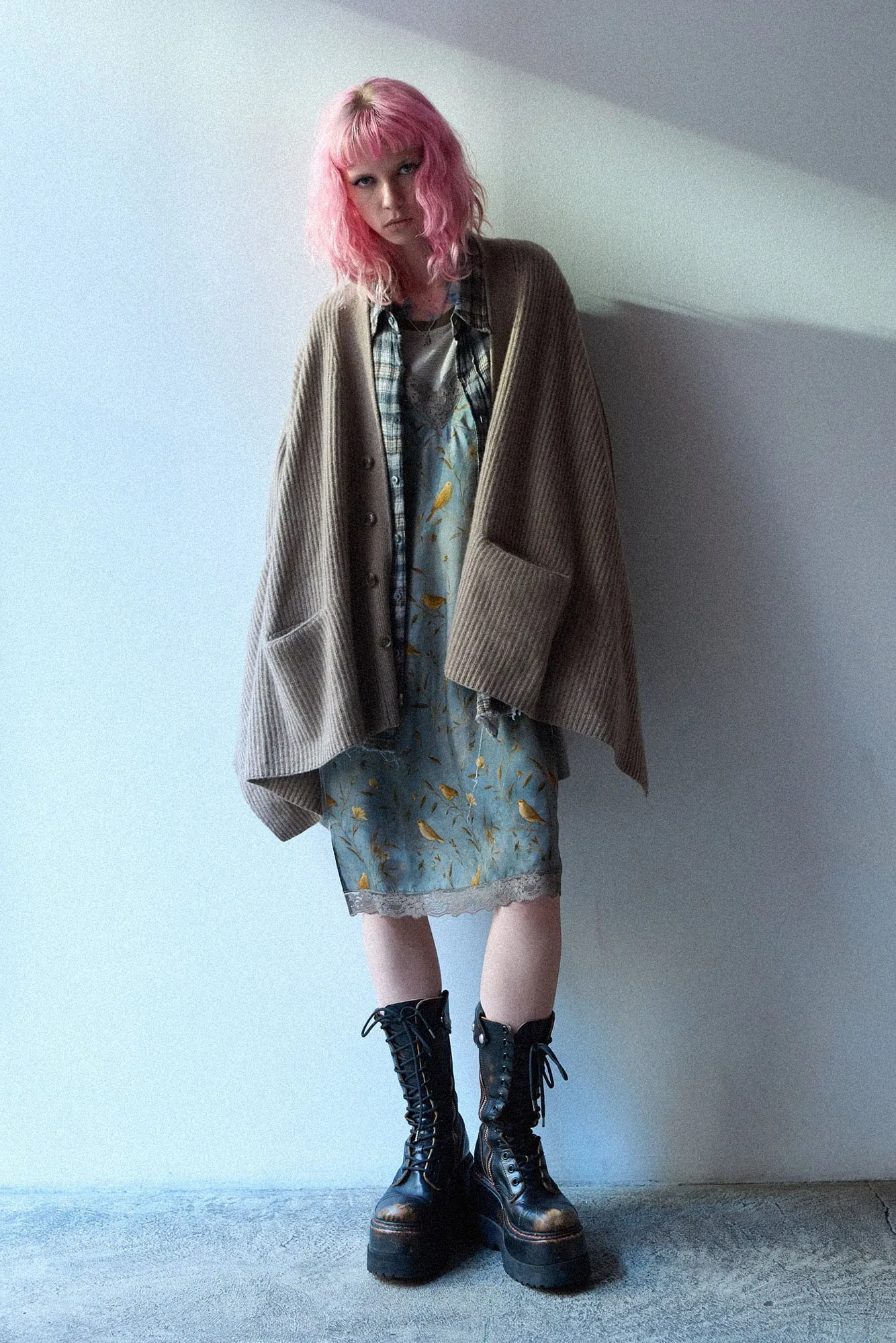 Draped Front Ribbed Cardigan - Light Brown sold by R13 product image thumbnail 2