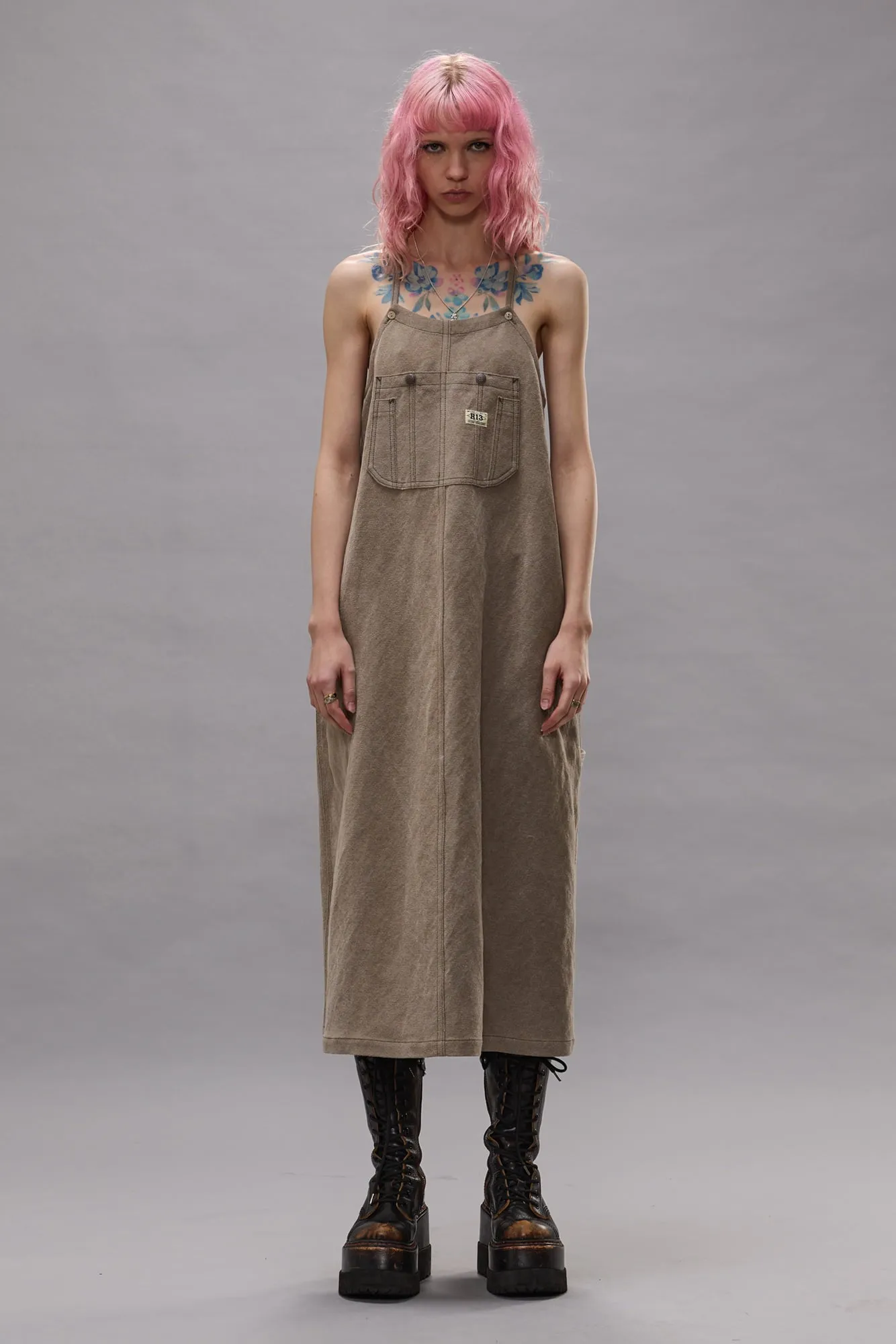Relaxed Strappy Dress - Stone Grey sold by R13 product image thumbnail 4
