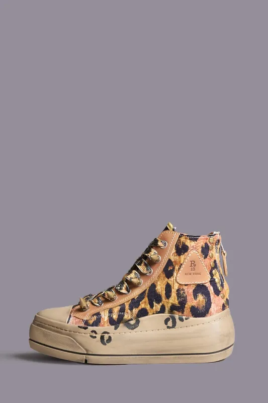 Kurt High Top Sneaker - Pink Leopard With Spikes made by R13