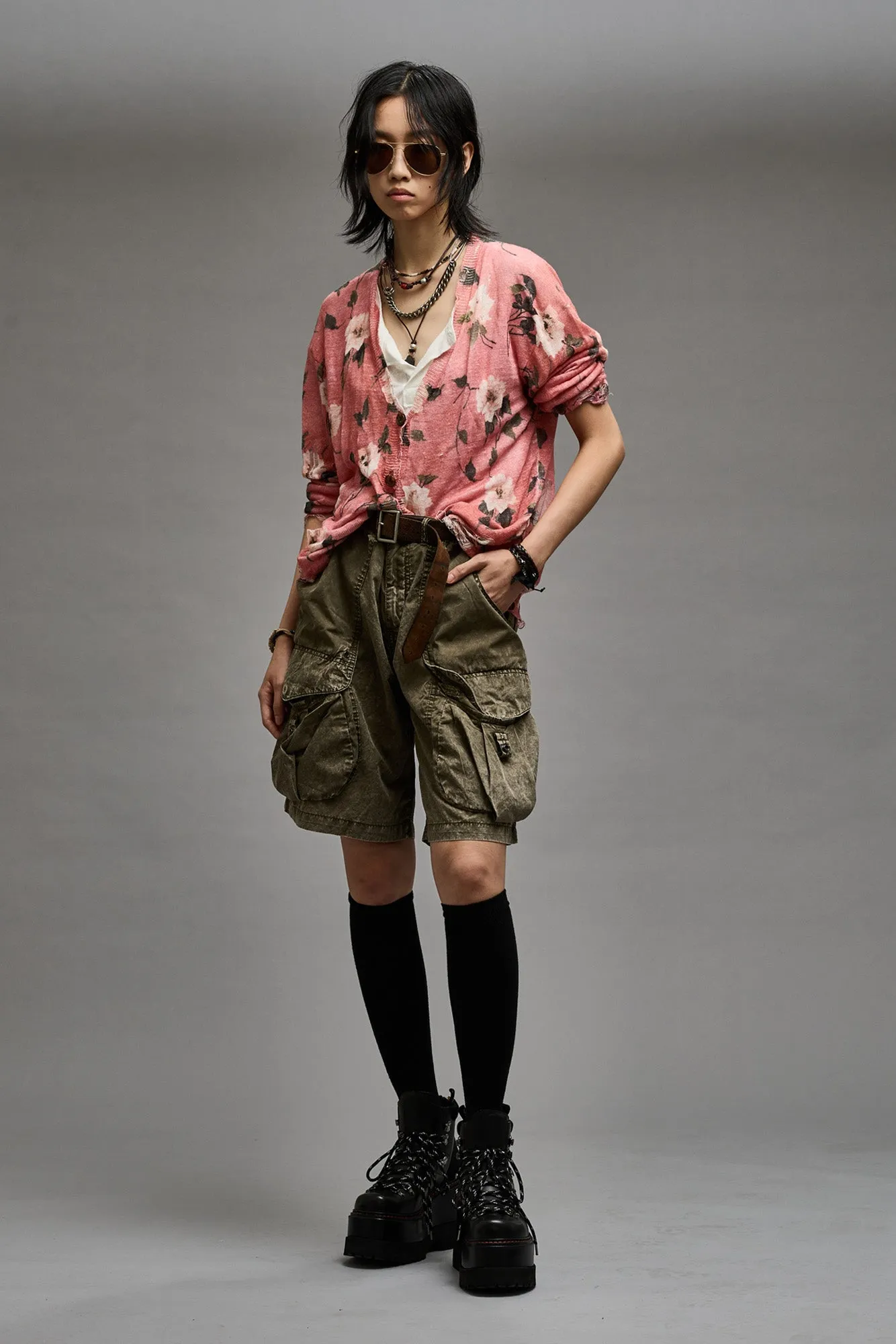 BOYFRIEND CARDIGAN - RED FLORAL sold by R13 product image thumbnail 2