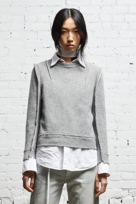 FLAT SLEEVE CREWNECK - HEATHER GREY sold by R13