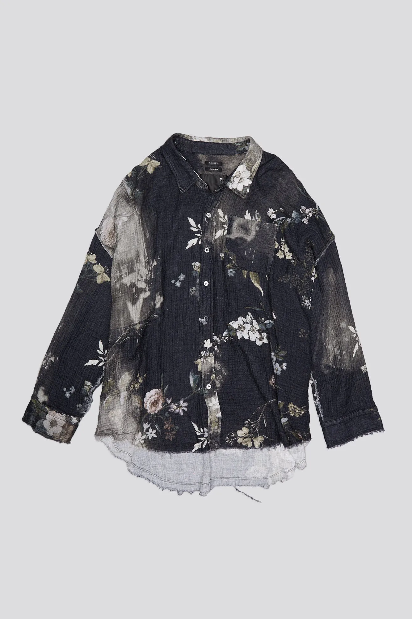 SHREDDED SEAM DROP NECK - BLEACHED BLACK FLORAL sold by R13 product image thumbnail 5