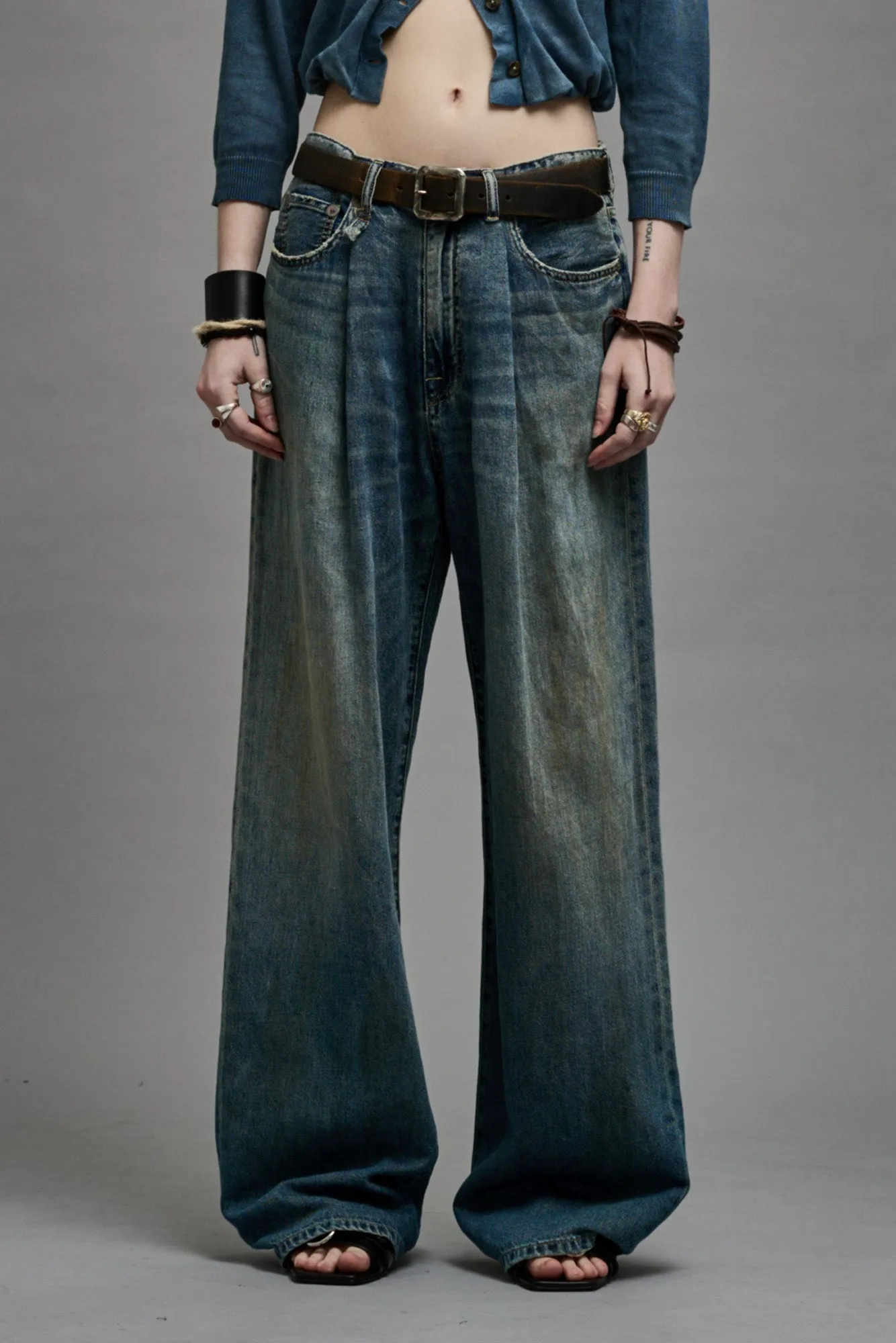 DAMON PLEATED WIDE LEG - WEBER LINEN INDIGO sold by R13 product image thumbnail 3