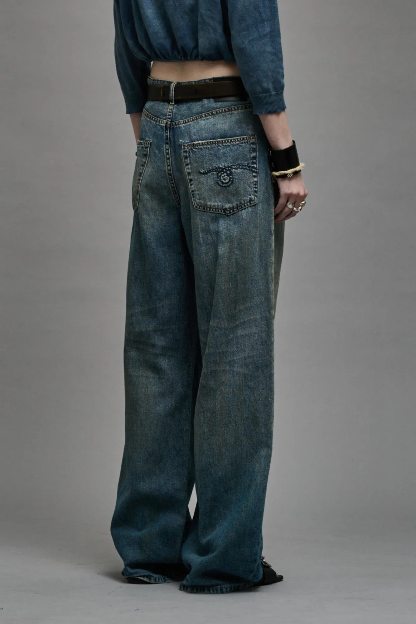 DAMON PLEATED WIDE LEG - WEBER LINEN INDIGO sold by R13 product image thumbnail 5