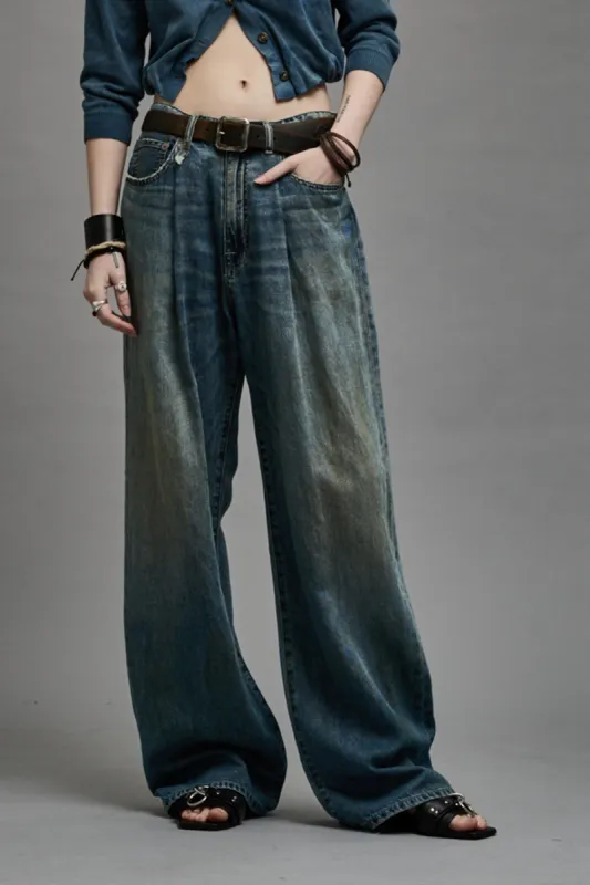 DAMON PLEATED WIDE LEG - WEBER LINEN INDIGO sold by R13