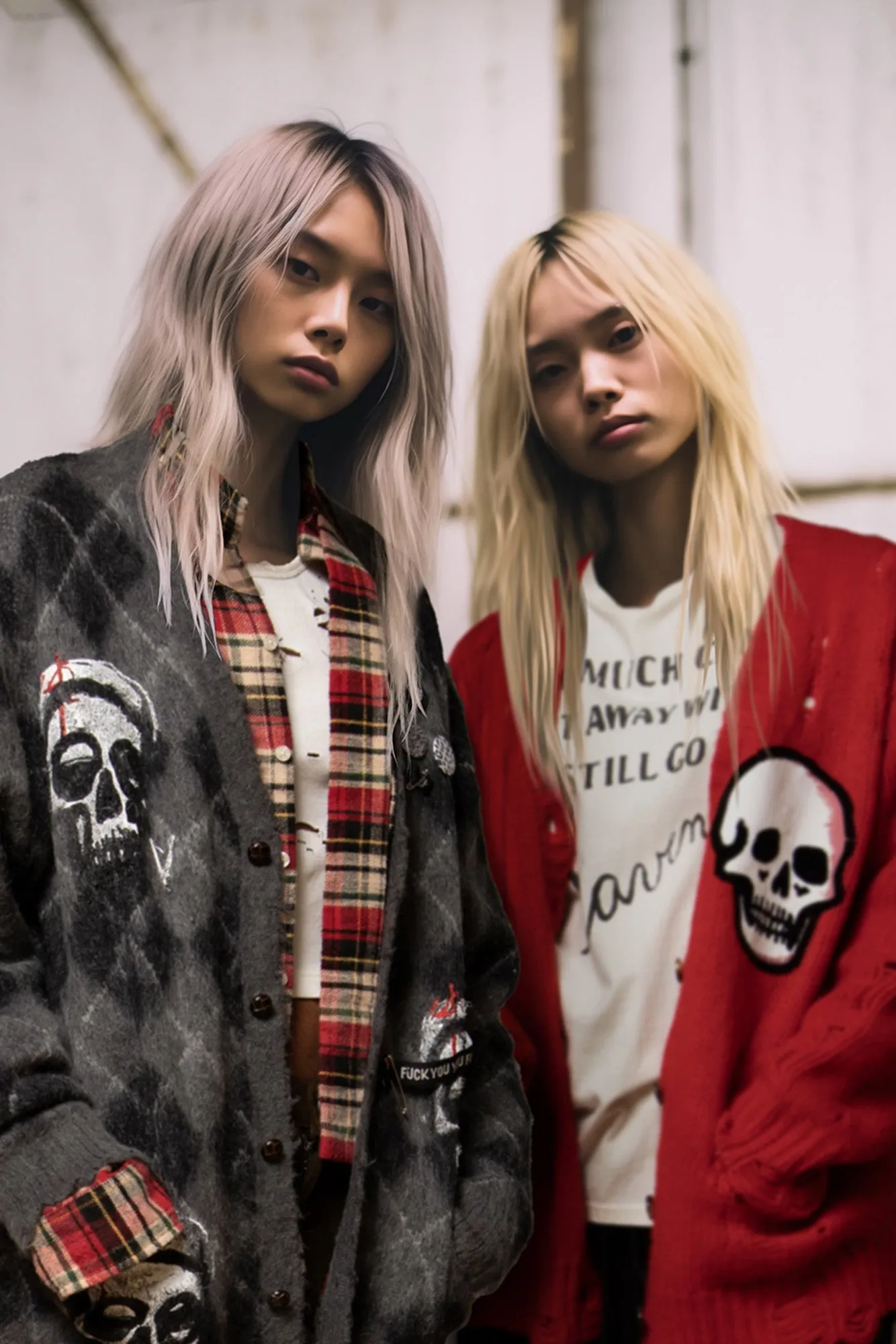 OVERSIZED SKULL PRINT CARDIGAN - BRIGHT RED sold by R13