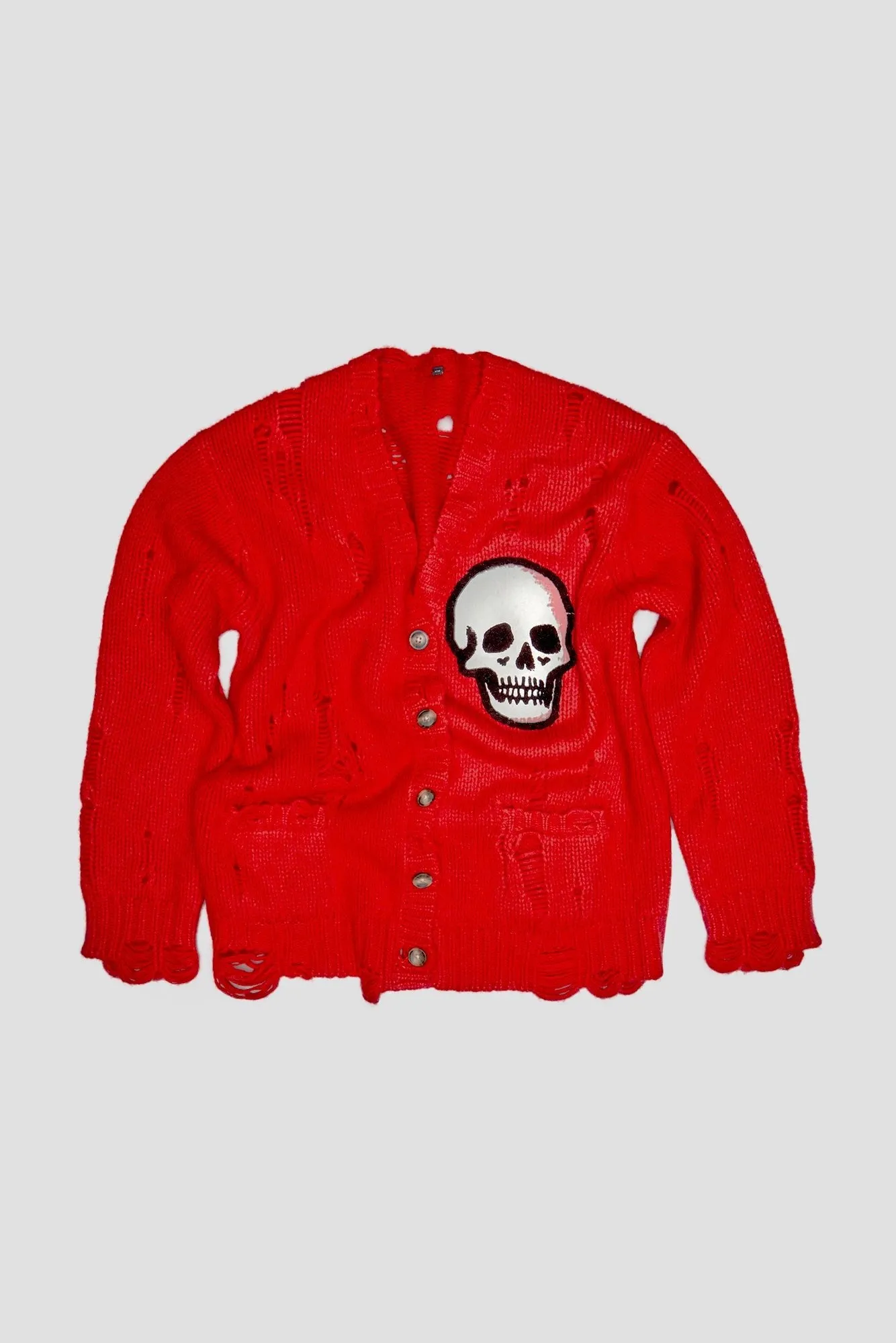 OVERSIZED SKULL PRINT CARDIGAN - BRIGHT RED sold by R13 product image thumbnail 2