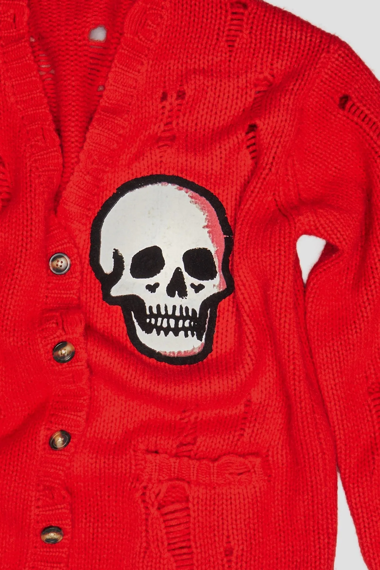 OVERSIZED SKULL PRINT CARDIGAN - BRIGHT RED sold by R13 product image thumbnail 3
