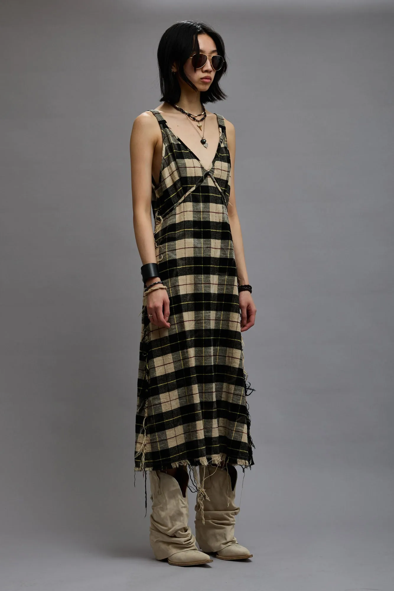 GRUNGE SLIP - BLEACHED ECRU PLAID sold by R13 product image thumbnail 3