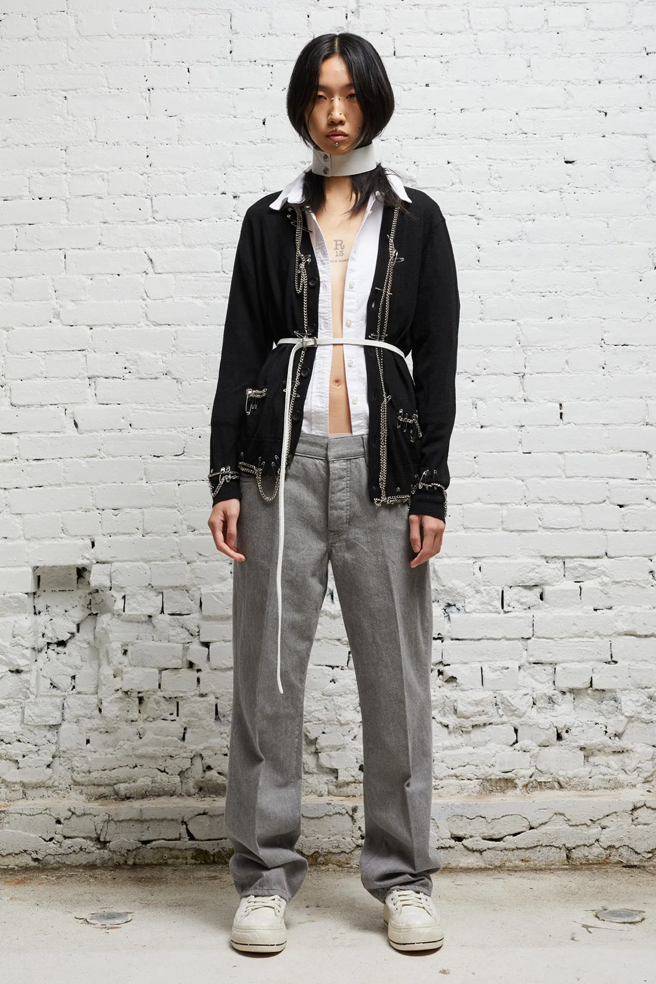 CHAIN EMBELLISHED CARDIGAN - BLACK sold by R13 product image thumbnail 2