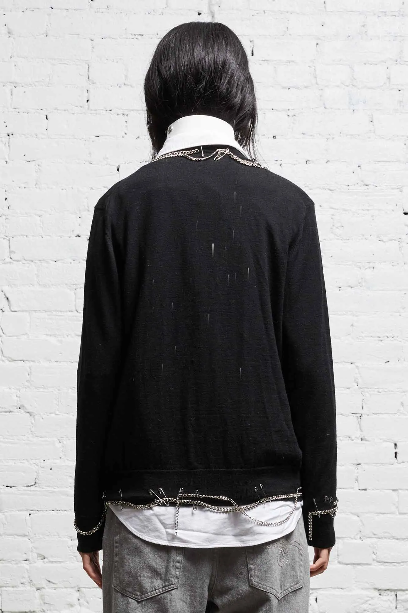 CHAIN EMBELLISHED CARDIGAN - BLACK sold by R13 product image thumbnail 5