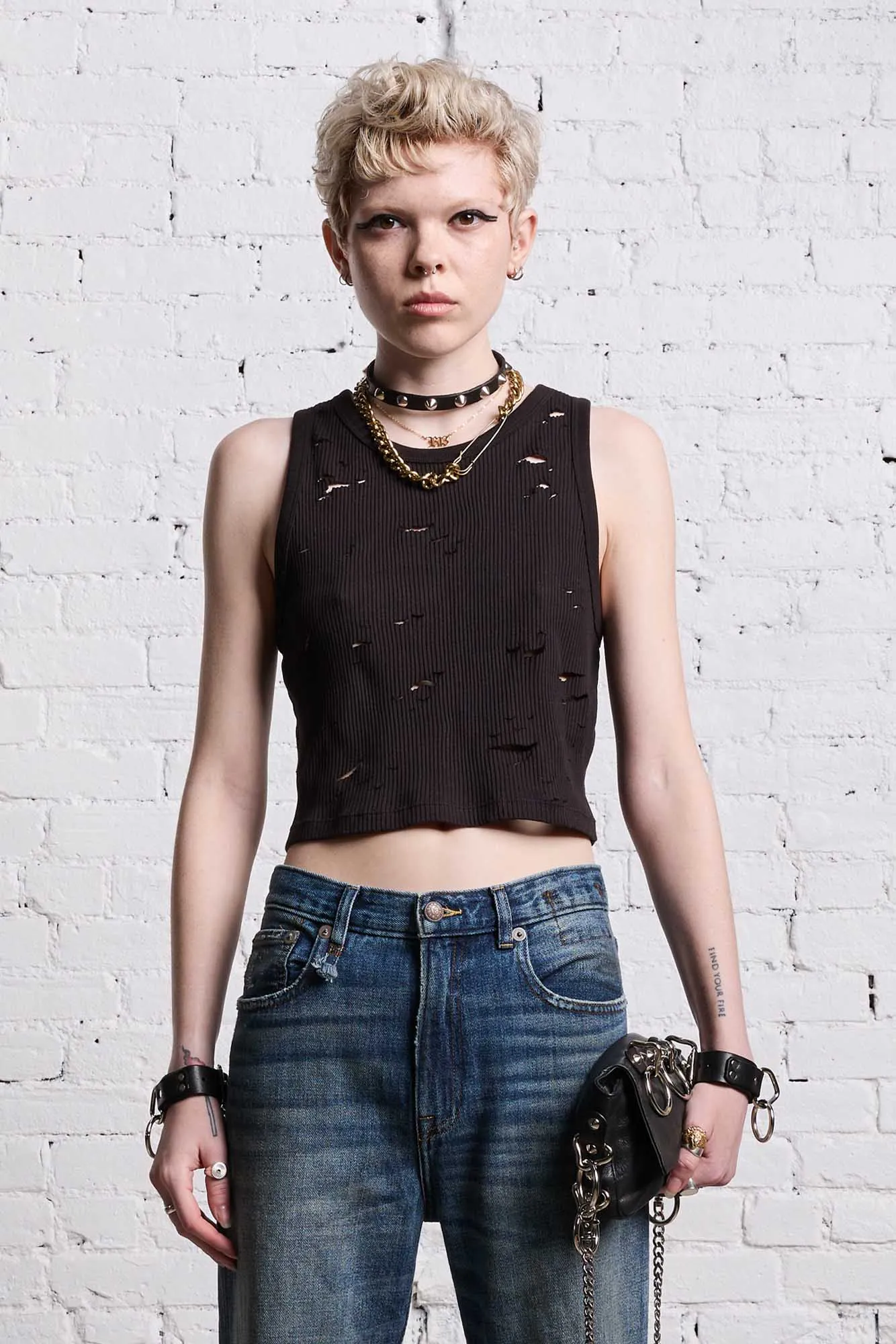 DISTRESSED TANK - BLACK sold by R13 product image thumbnail 3