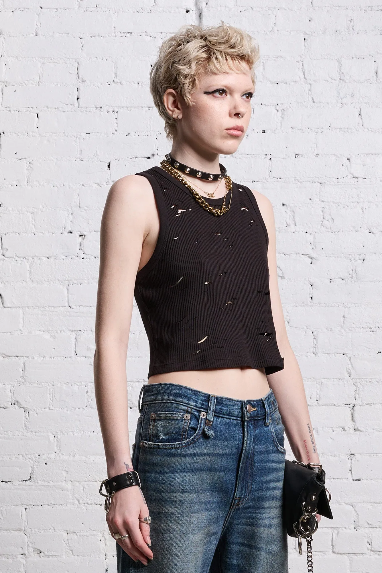 DISTRESSED TANK - BLACK sold by R13 product image thumbnail 4