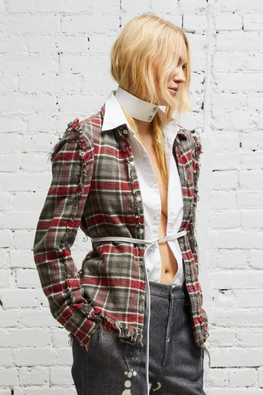 FLAT SLEEVE SHIRT - GREY PLAID sold by R13