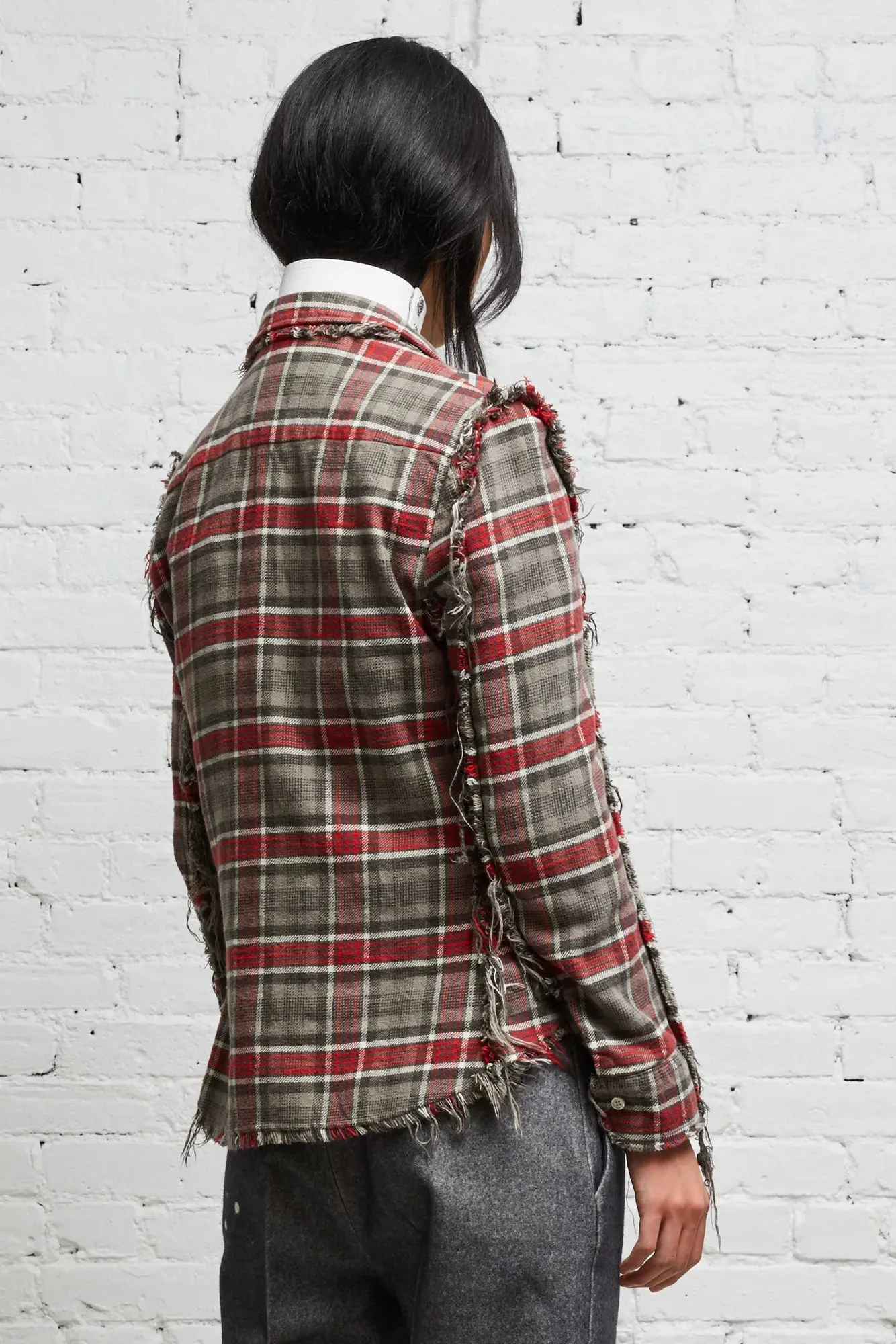 FLAT SLEEVE SHIRT - GREY PLAID sold by R13 product image thumbnail 4