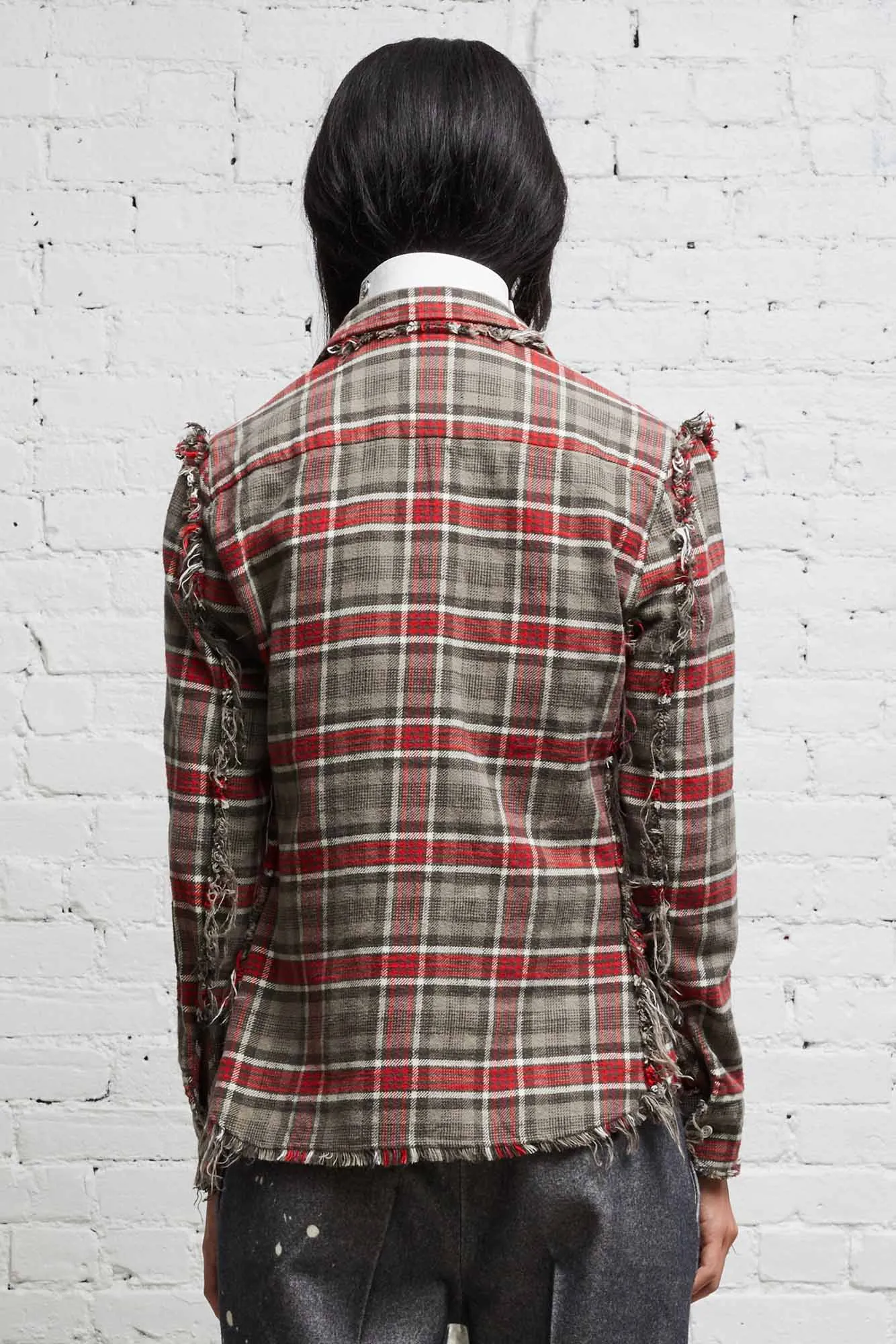 FLAT SLEEVE SHIRT - GREY PLAID sold by R13 product image thumbnail 5